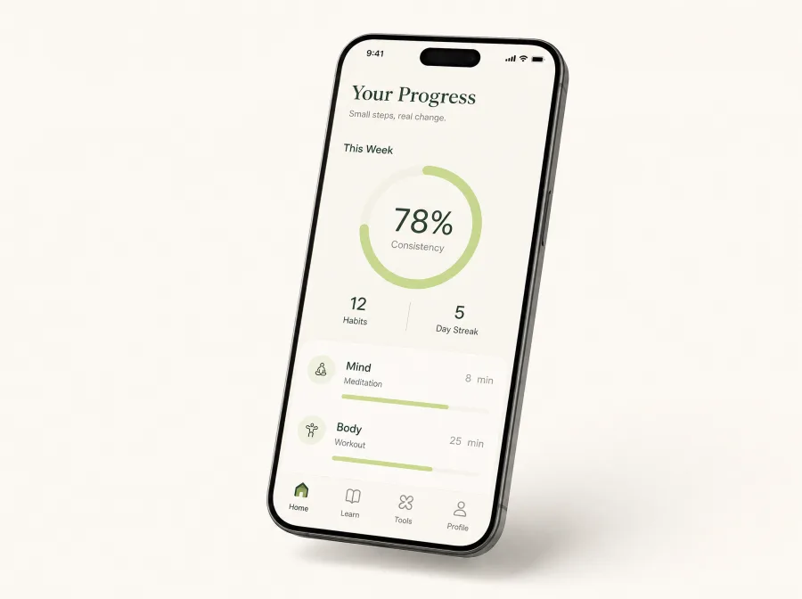 The Vivra progress screen showing a weekly consistency ring and a streak